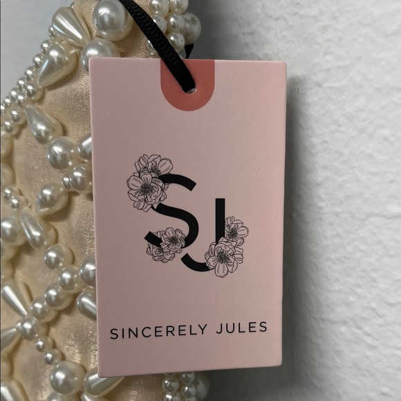 Sincerely Jules Pearl-Embellished Tan Mini Bag - Picture 3 of 13